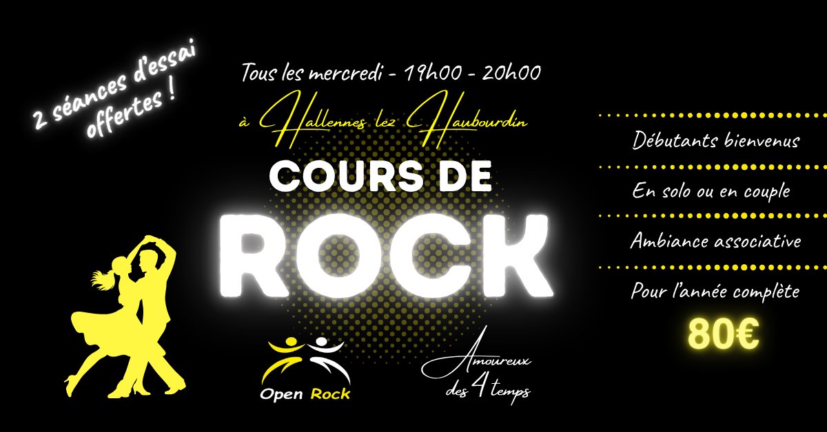 Cours de rock moderne à Association Open Rock à Hallennes-lez-Haubourdin — Amoureux des 4 Temps
