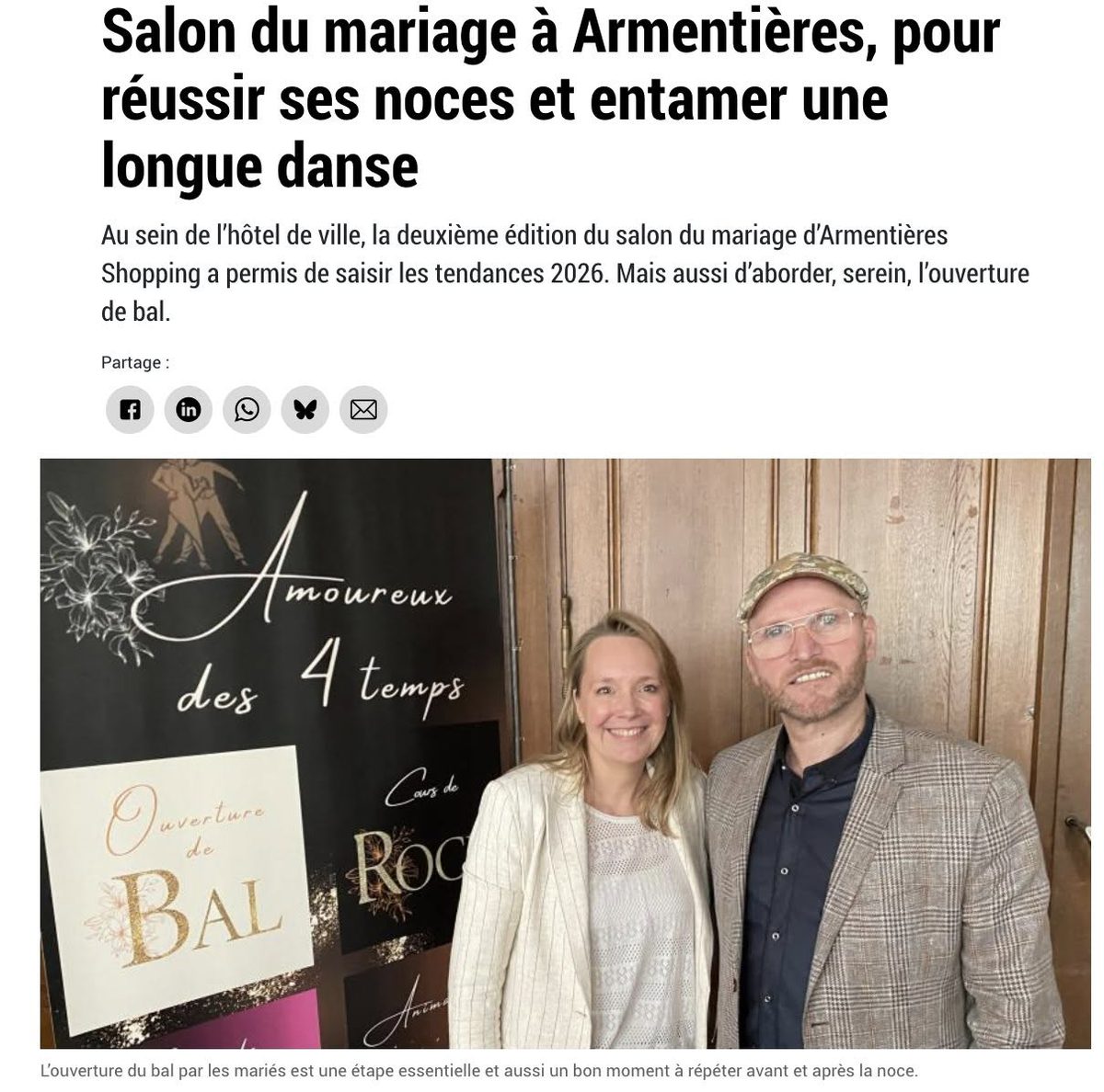 Article La Voix du Nord — Salon du mariage d'Armentières avec Amoureux des 4 Temps